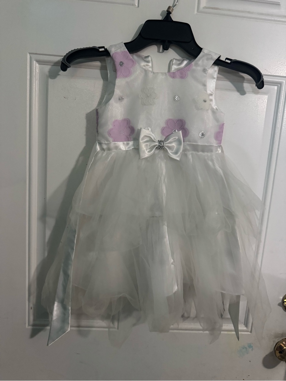 American Princess White Dress with Light Purple Floral Accents